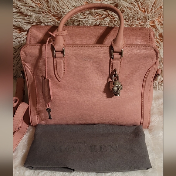 Alexander McQueen Handbags - Alexander McQueen Padlock Zip Tote-Blush Pink Leather w/Silver Skull Charm EUC